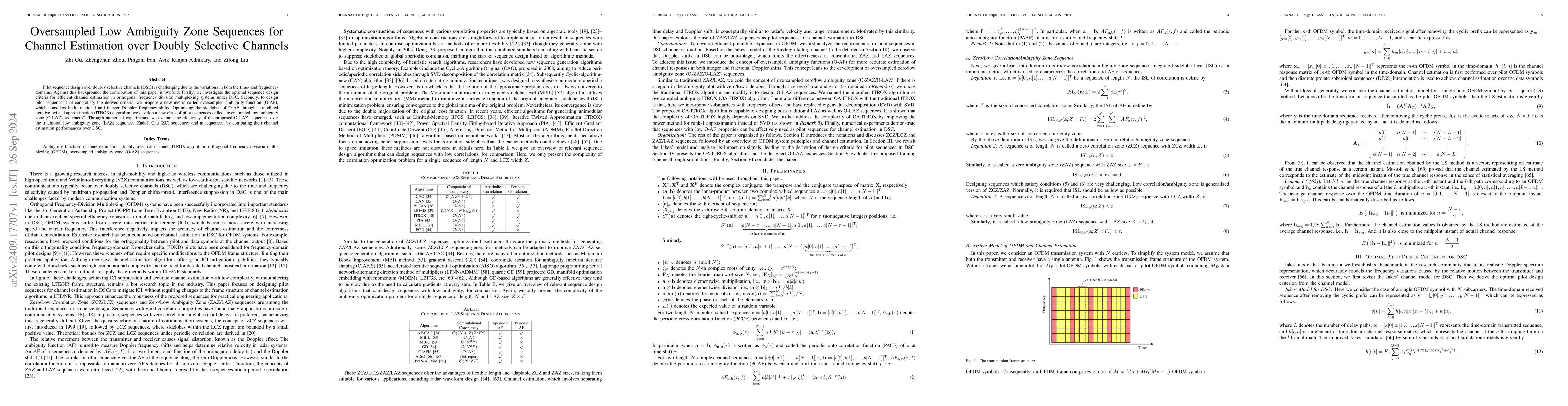 Thumbnail for Oversampled Low Ambiguity Zone Sequences for Channel Estimation over
  Doubly Selective Channels