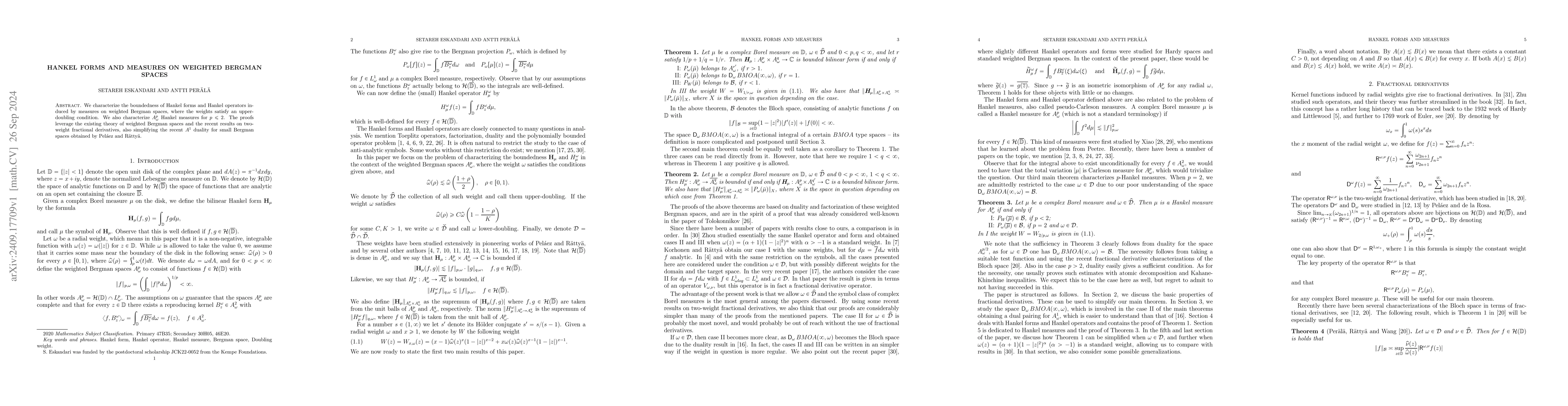Thumbnail for Hankel forms and measures on weighted Bergman spaces
