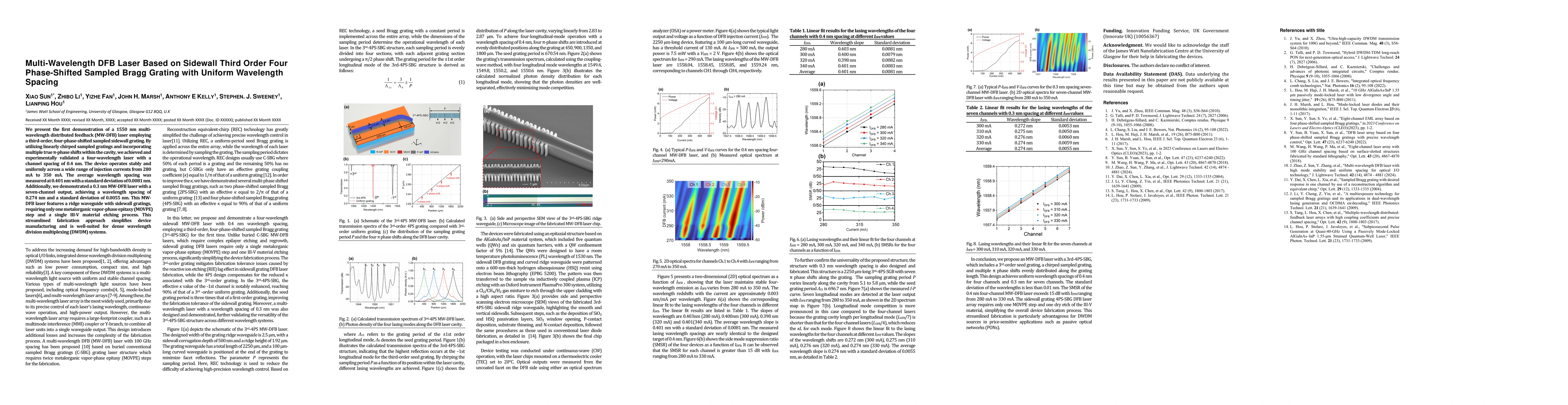 Thumbnail for Multi-Wavelength DFB Laser Based on Sidewall Third Order Four
  Phase-Shifted Sampled Bragg Grating with Uniform Wavelength Spacing