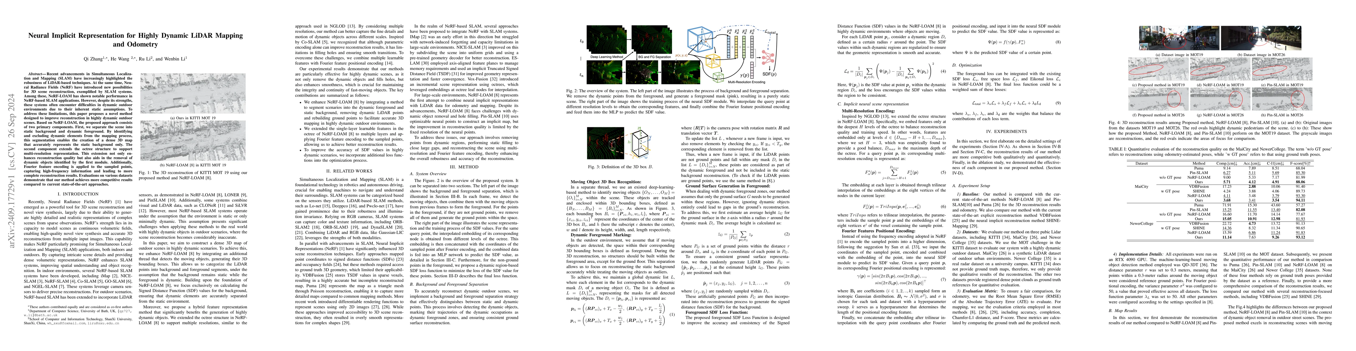 Thumbnail for Neural Implicit Representation for Highly Dynamic LiDAR Mapping and
  Odometry