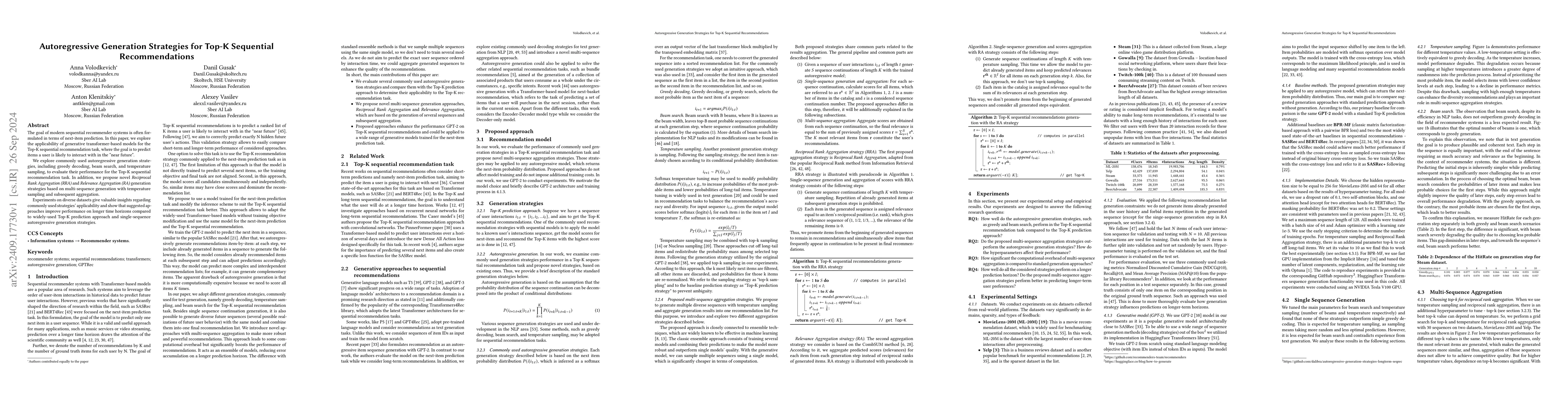 Thumbnail for Autoregressive Generation Strategies for Top-K Sequential
  Recommendations