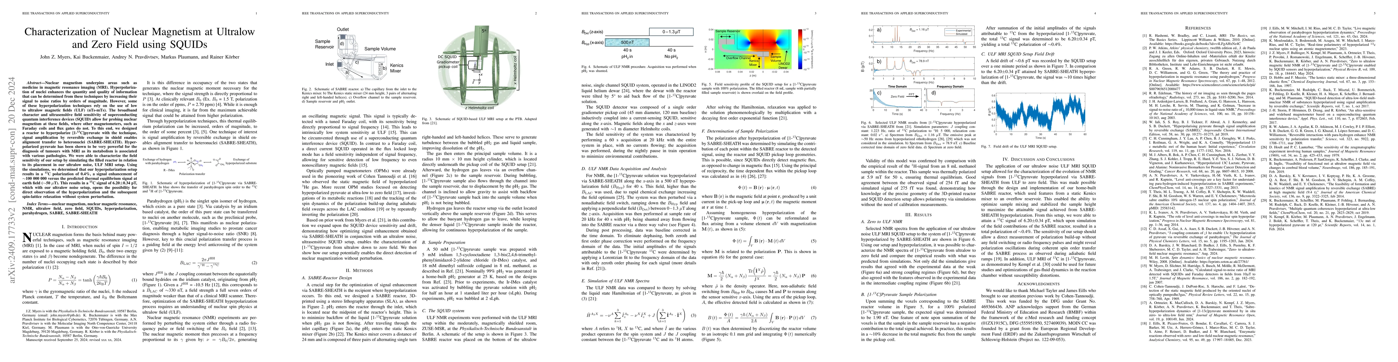 Thumbnail for Characterization of Nuclear Magnetism at Ultralow and Zero Field using
  SQUIDs
