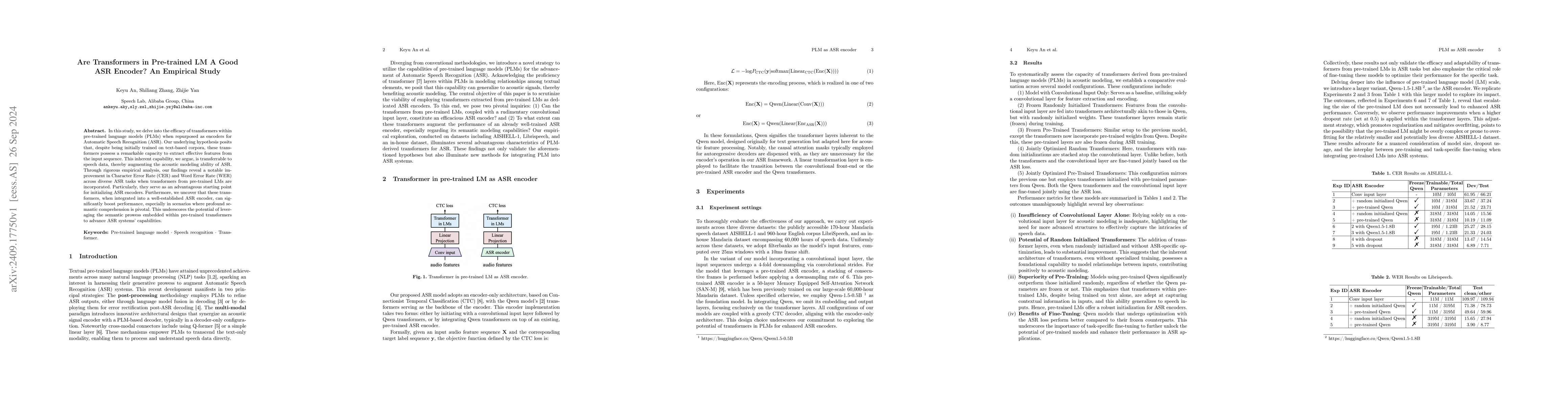 Thumbnail for Are Transformers in Pre-trained LM A Good ASR Encoder? An Empirical
  Study
