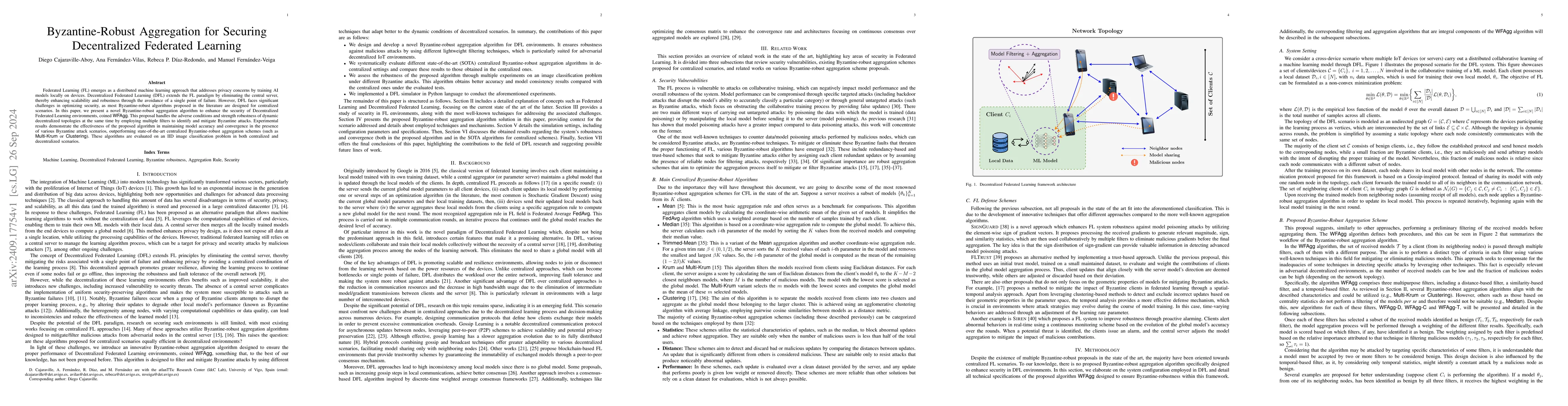 Thumbnail for Byzantine-Robust Aggregation for Securing Decentralized Federated
  Learning