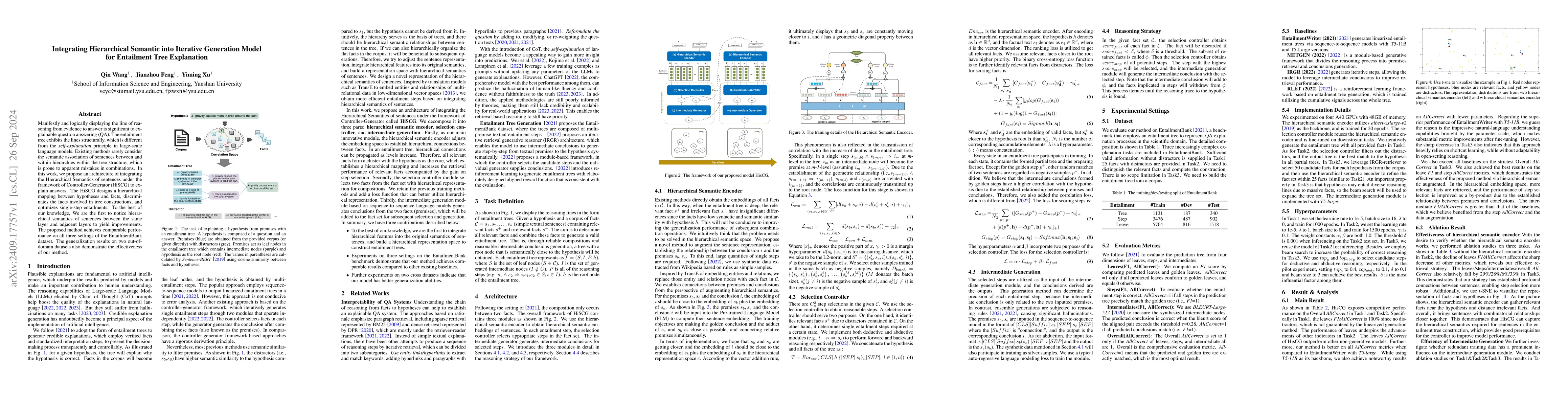 Thumbnail for Integrating Hierarchical Semantic into Iterative Generation Model for
  Entailment Tree Explanation