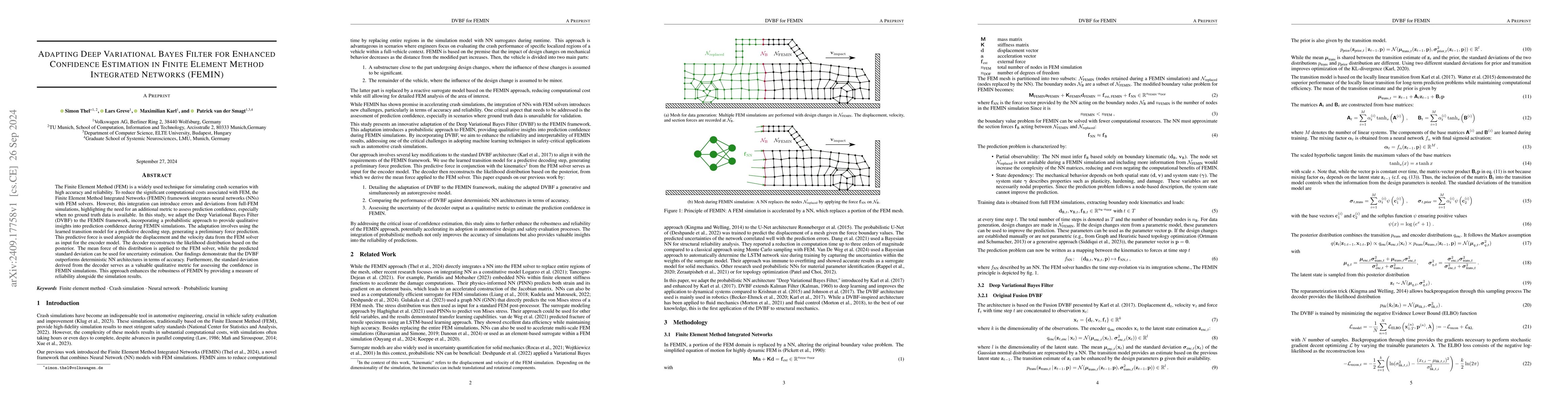 Thumbnail for Adapting Deep Variational Bayes Filter for Enhanced Confidence
  Estimation in Finite Element Method Integrated Networks (FEMIN)