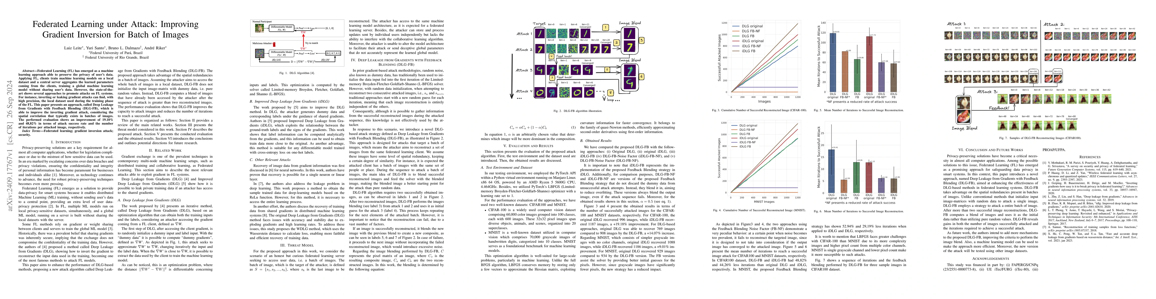Thumbnail for Federated Learning under Attack: Improving Gradient Inversion for Batch
  of Images