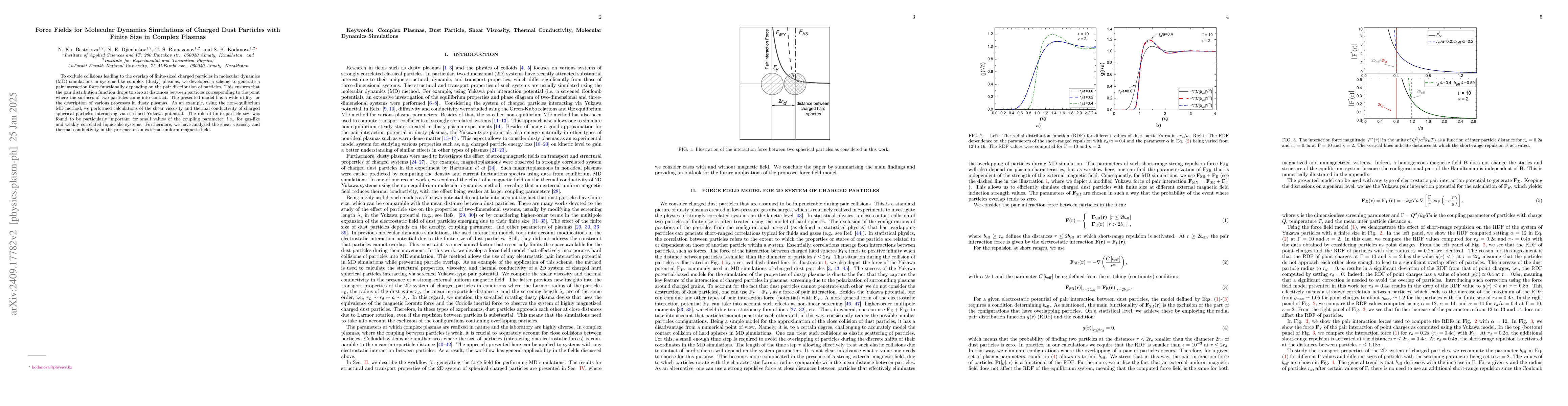 Thumbnail for Force Fields for Molecular Dynamics Simulations of Charged Dust
  Particles with Finite Size in Complex Plasmas
