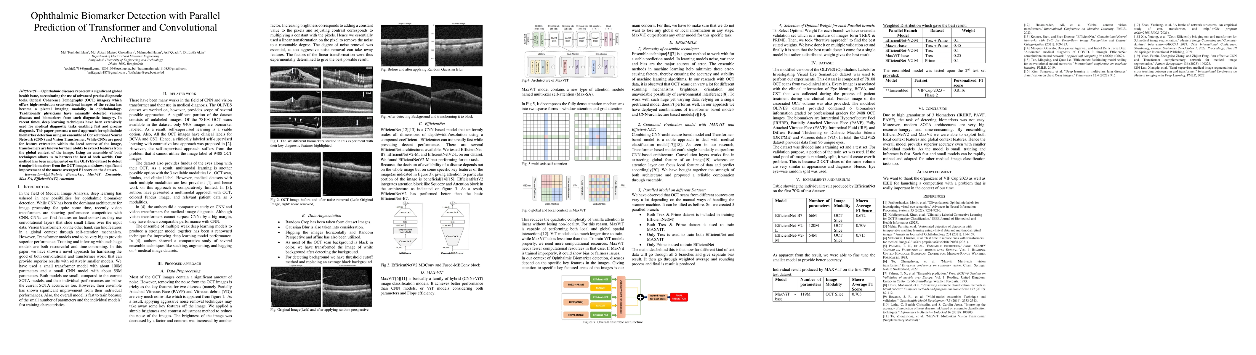 Thumbnail for Ophthalmic Biomarker Detection with Parallel Prediction of Transformer
  and Convolutional Architecture