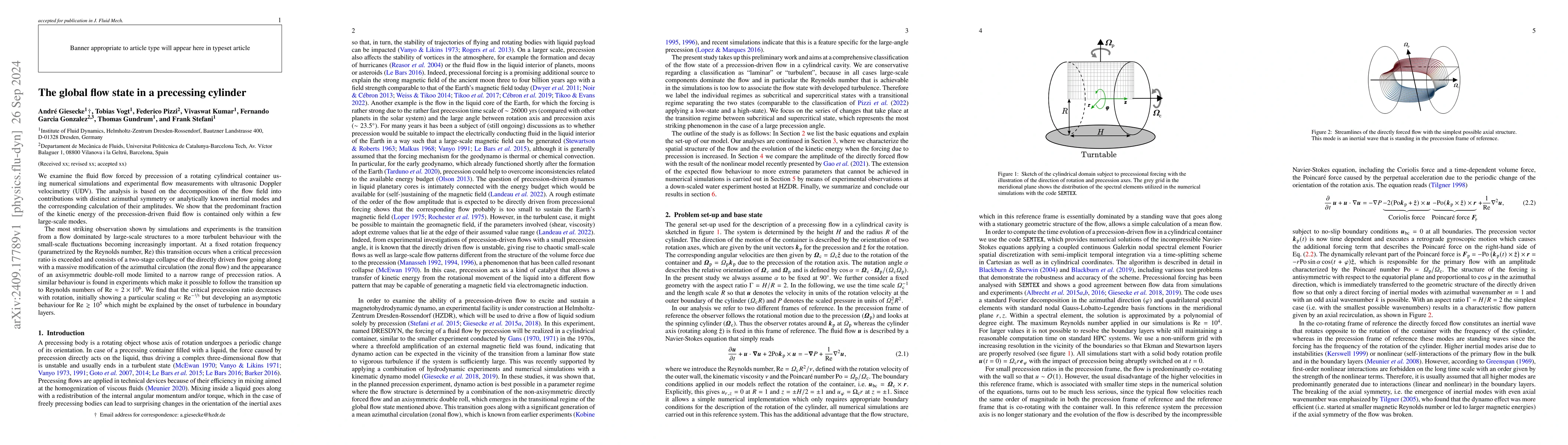 Thumbnail for The global flow state in a precessing cylinder