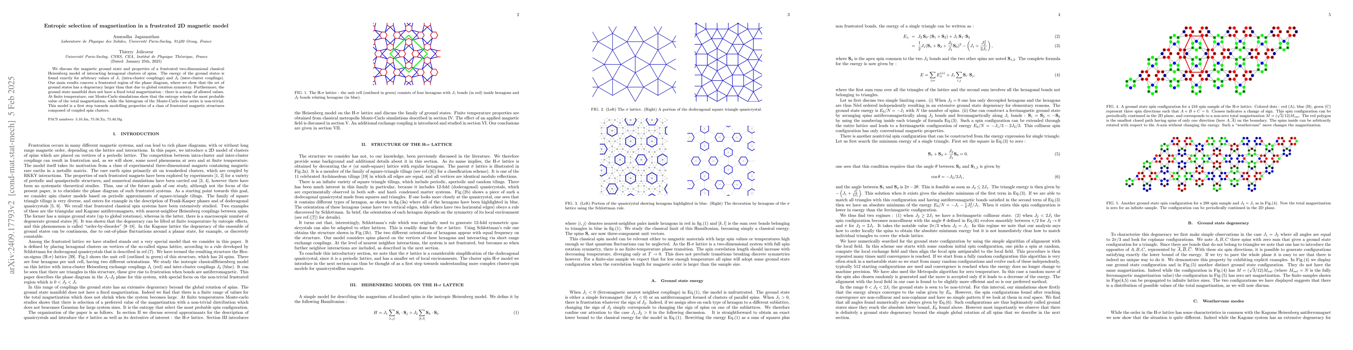 Thumbnail for Entropic selection of magnetization in a frustrated 2D magnetic model