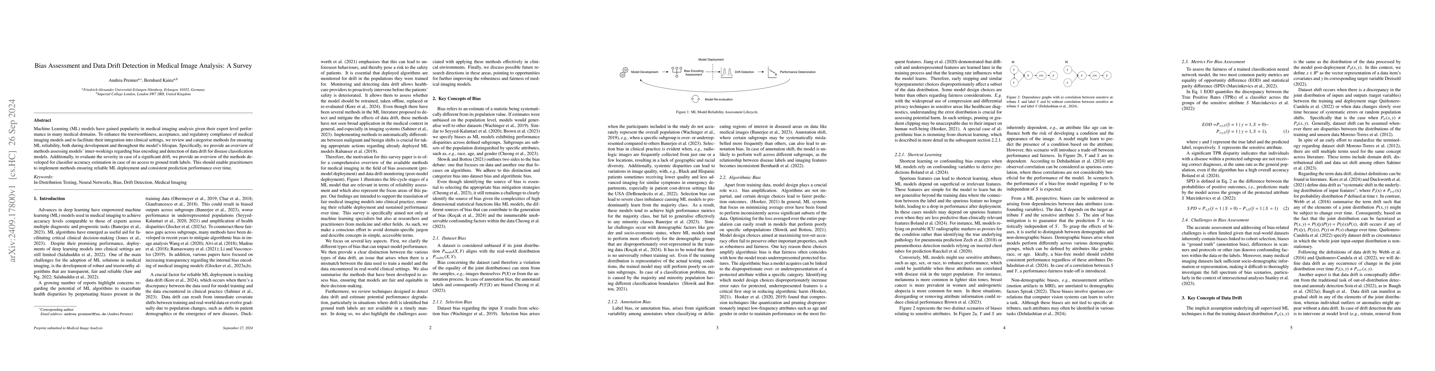 Thumbnail for Bias Assessment and Data Drift Detection in Medical Image Analysis: A
  Survey