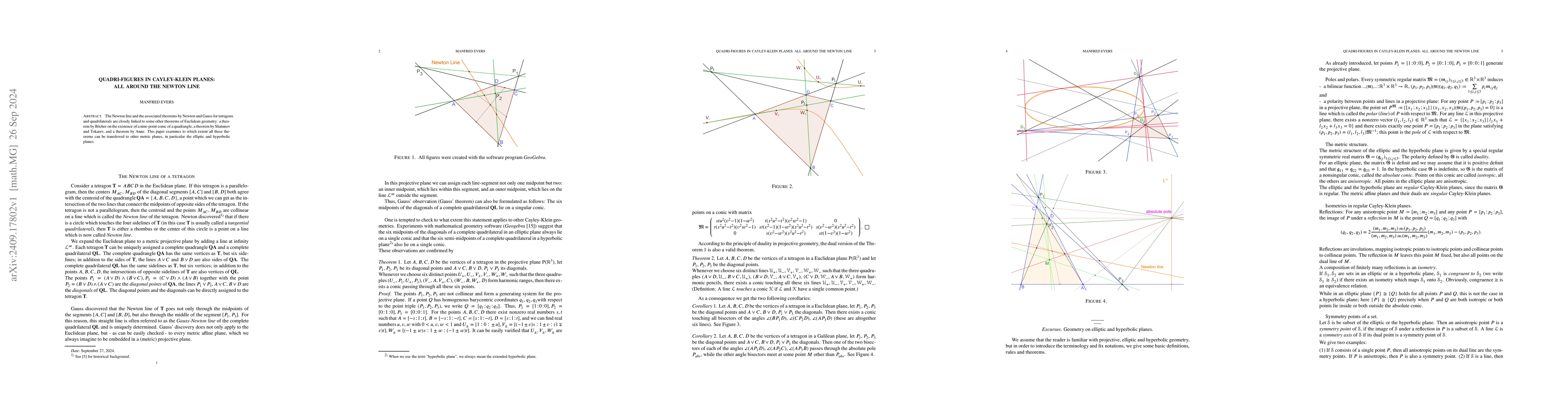 Thumbnail for Quadri-Figures in Cayley-Klein Planes: All Around the Newton Line