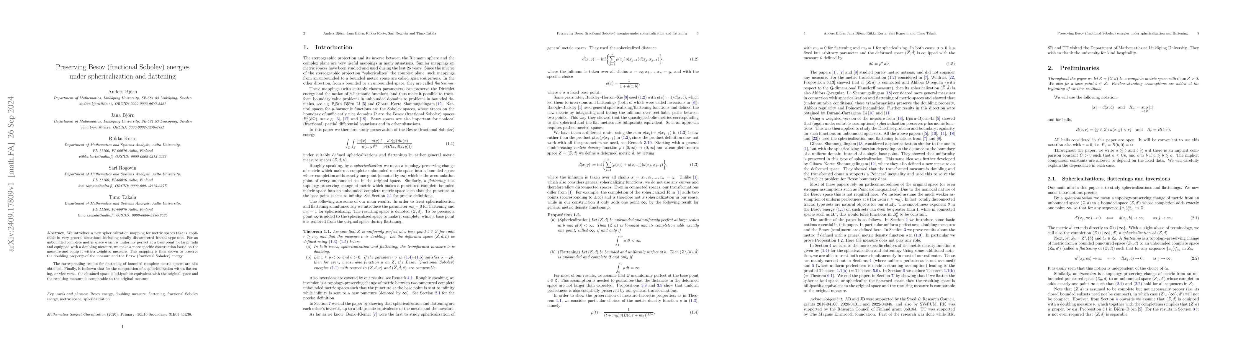 Thumbnail for Preserving Besov (fractional Sobolev) energies under sphericalization
  and flattening