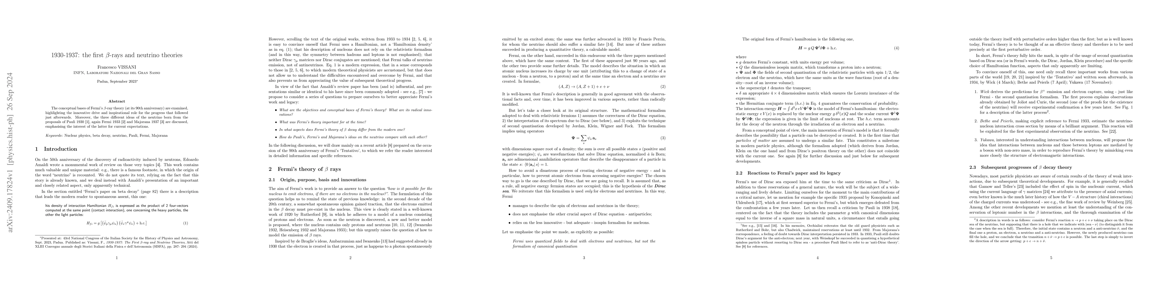 Thumbnail for 1930-1937: the first $β$-rays and neutrino theories