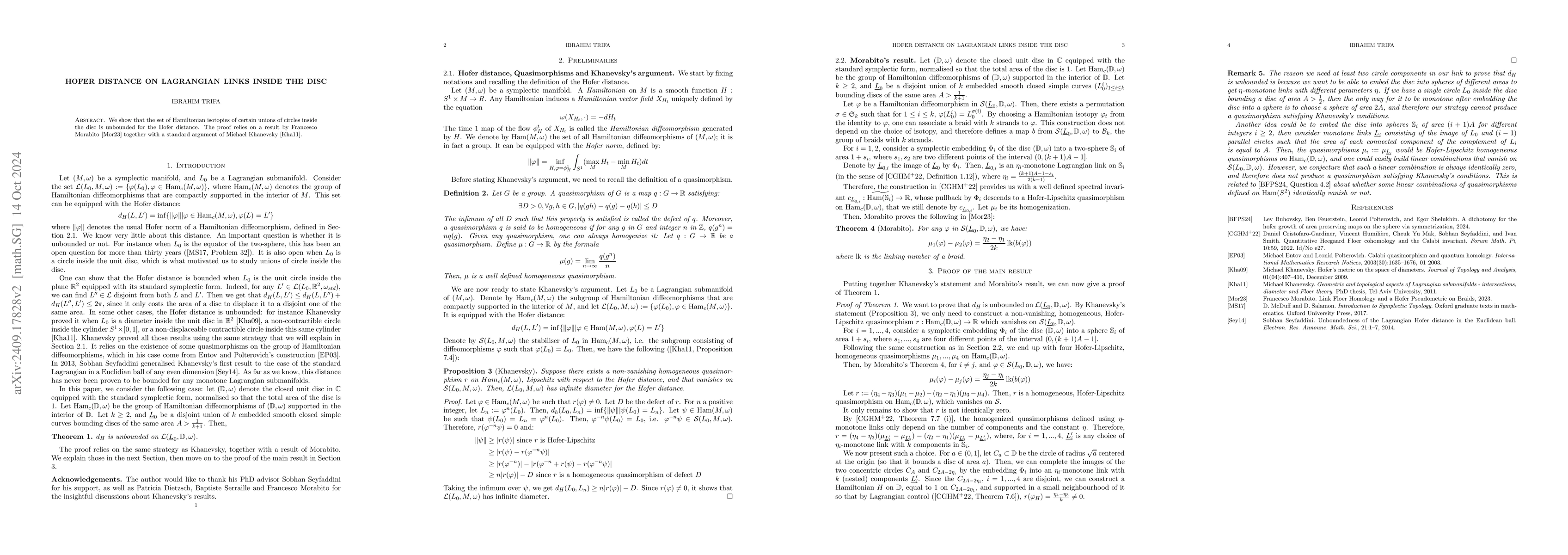 Thumbnail for Hofer distance on Lagrangian links inside the disc