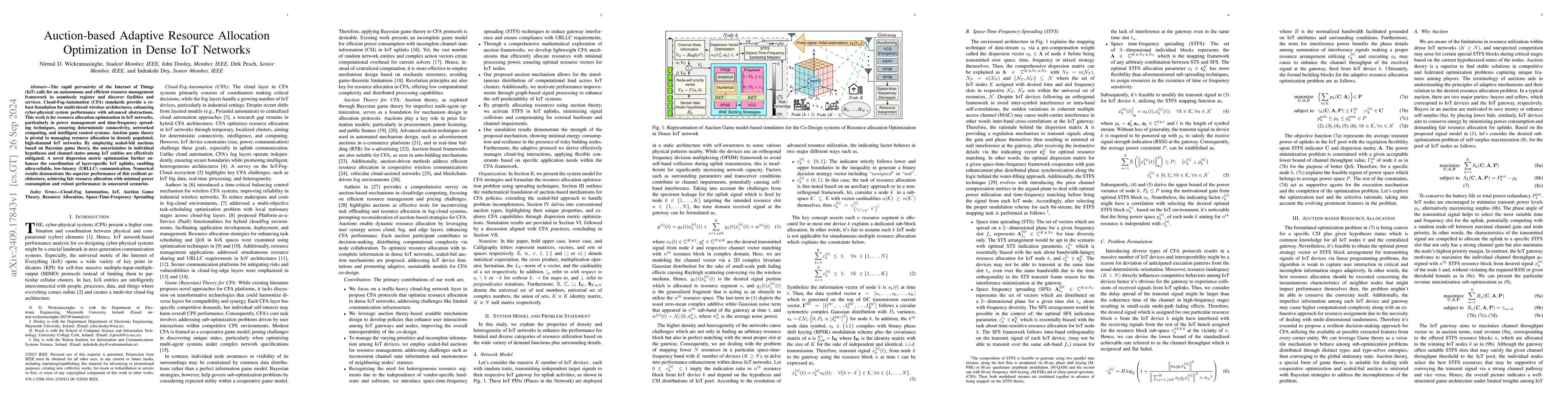 Thumbnail for Auction-based Adaptive Resource Allocation Optimization in Dense IoT
  Networks