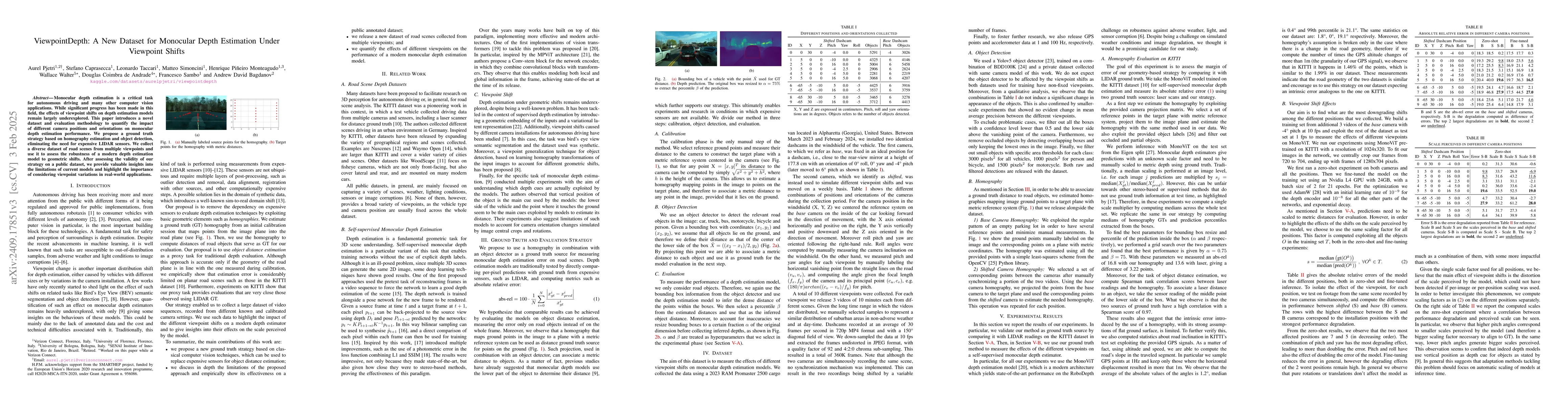 Thumbnail for A New Dataset for Monocular Depth Estimation Under Viewpoint Shifts