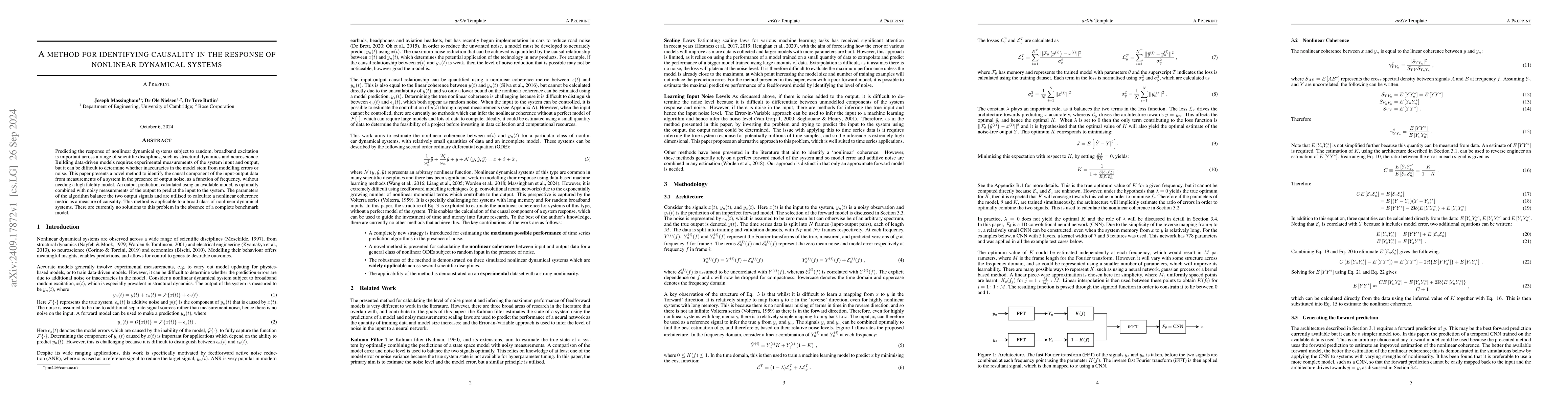Thumbnail for A method for identifying causality in the response of nonlinear
  dynamical systems