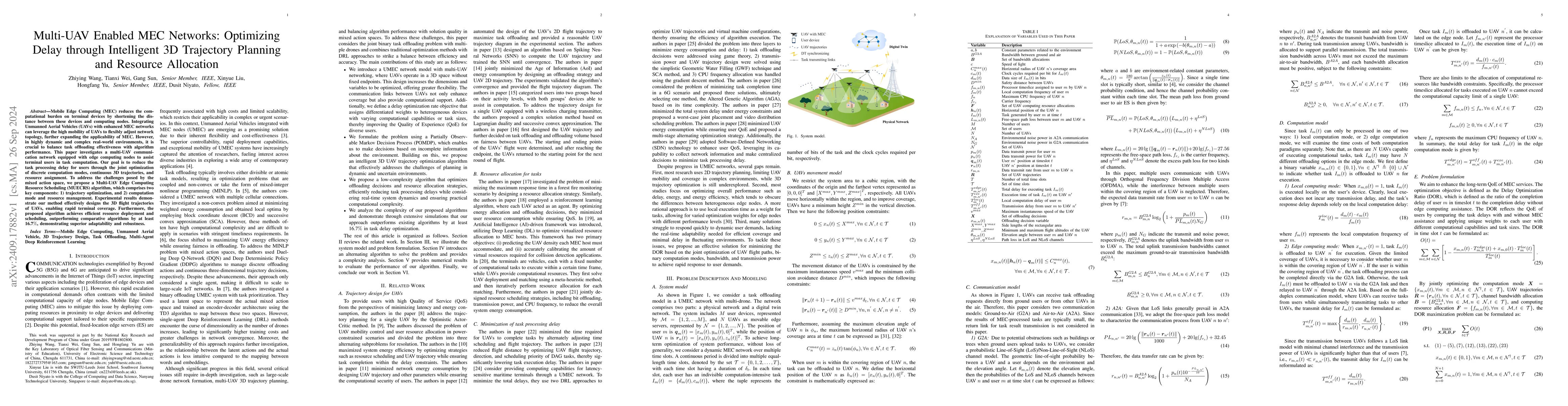 Thumbnail for Multi-UAV Enabled MEC Networks: Optimizing Delay through Intelligent 3D
  Trajectory Planning and Resource Allocation