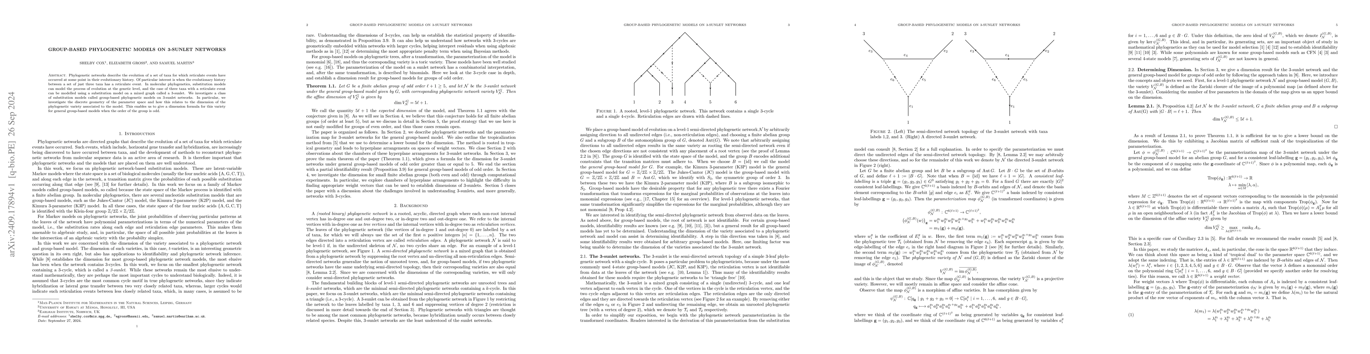 Thumbnail for Group-Based Phylogenetic Models on 3-Sunlet Networks