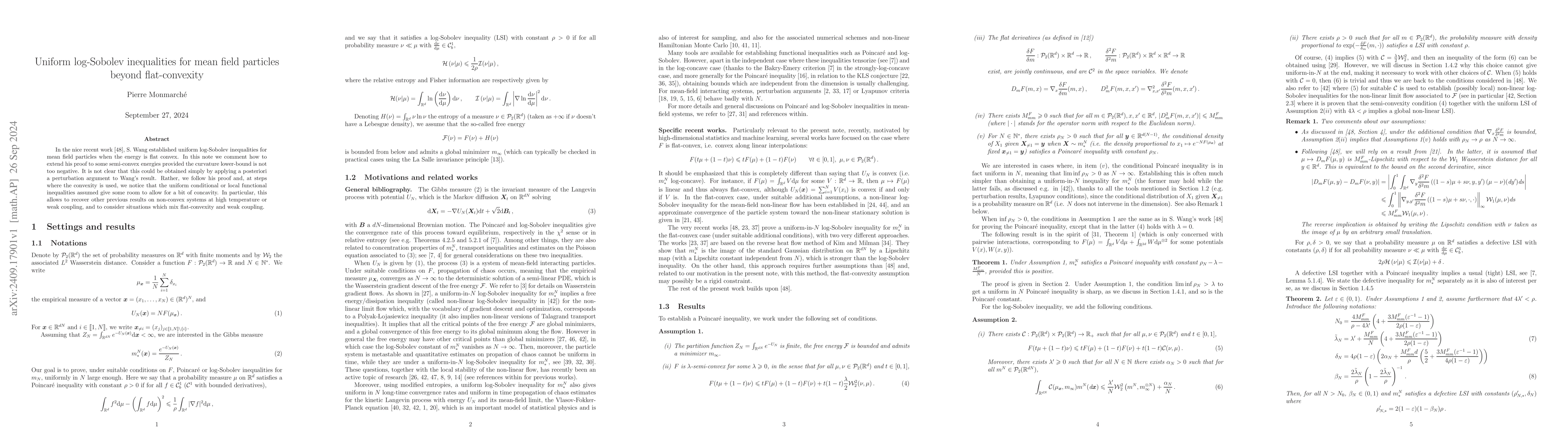 Thumbnail for Uniform log-Sobolev inequalities for mean field particles beyond
  flat-convexity