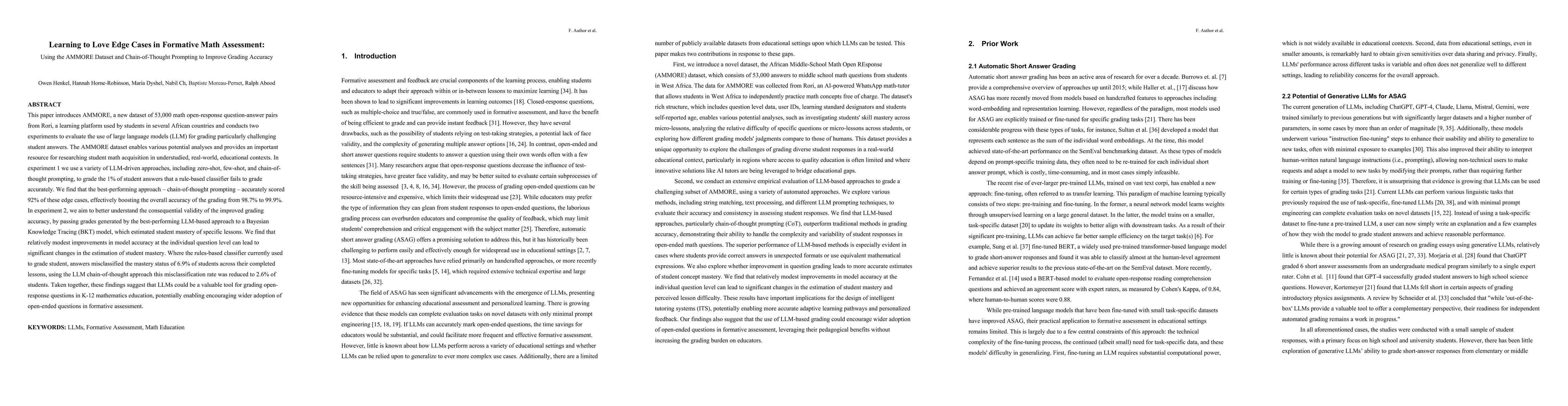 Thumbnail for Learning to Love Edge Cases in Formative Math Assessment: Using the
  AMMORE Dataset and Chain-of-Thought Prompting to Improve Grading Accuracy