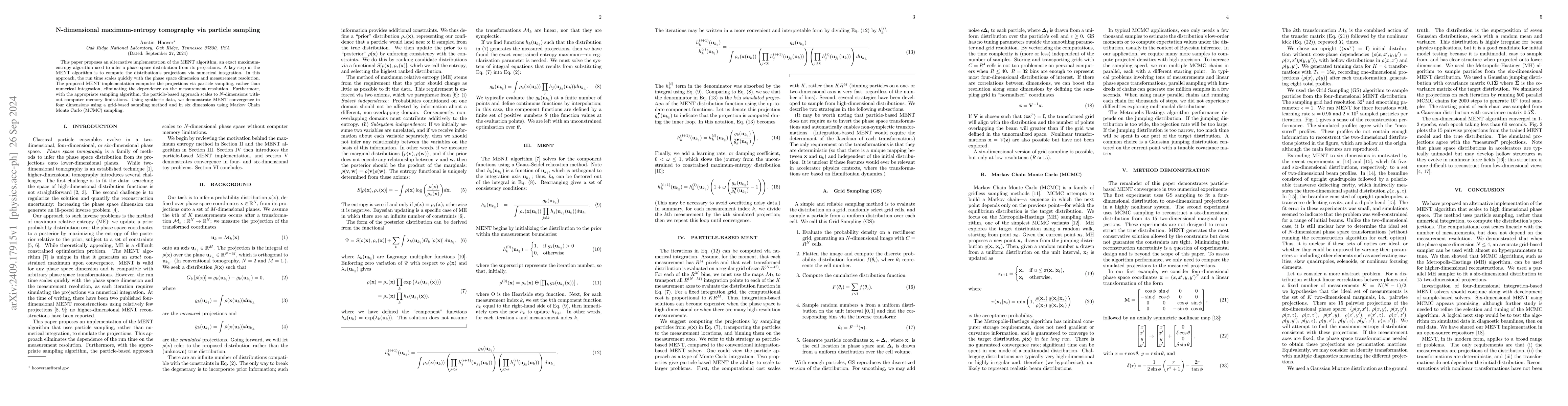 Thumbnail for N-dimensional maximum-entropy tomography via particle sampling