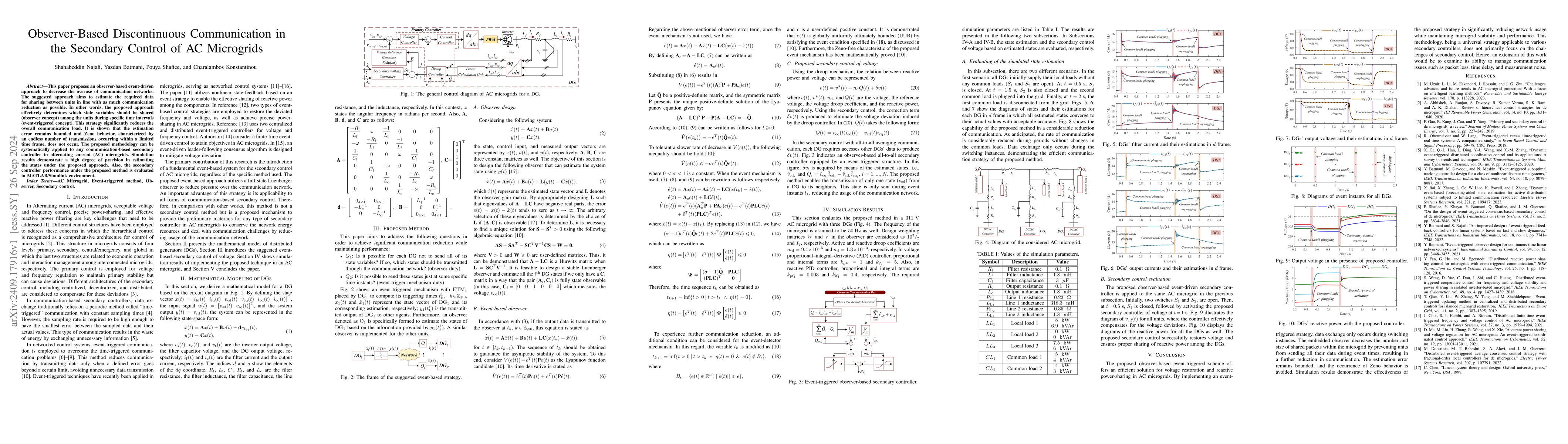 Thumbnail for Observer-Based Discontinuous Communication in the Secondary Control of
  AC Microgrids