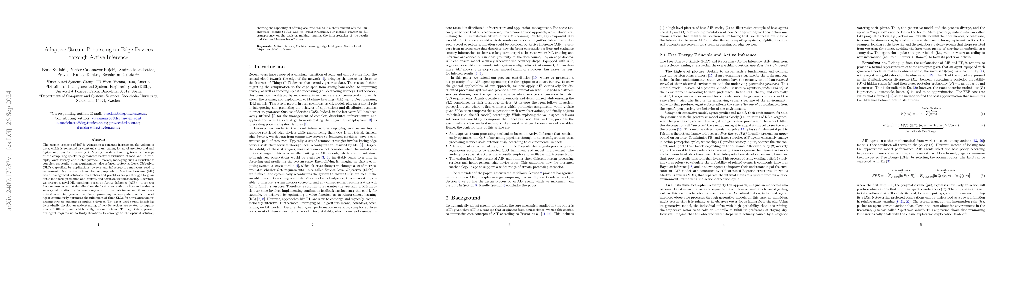 Thumbnail for Adaptive Stream Processing on Edge Devices through Active Inference