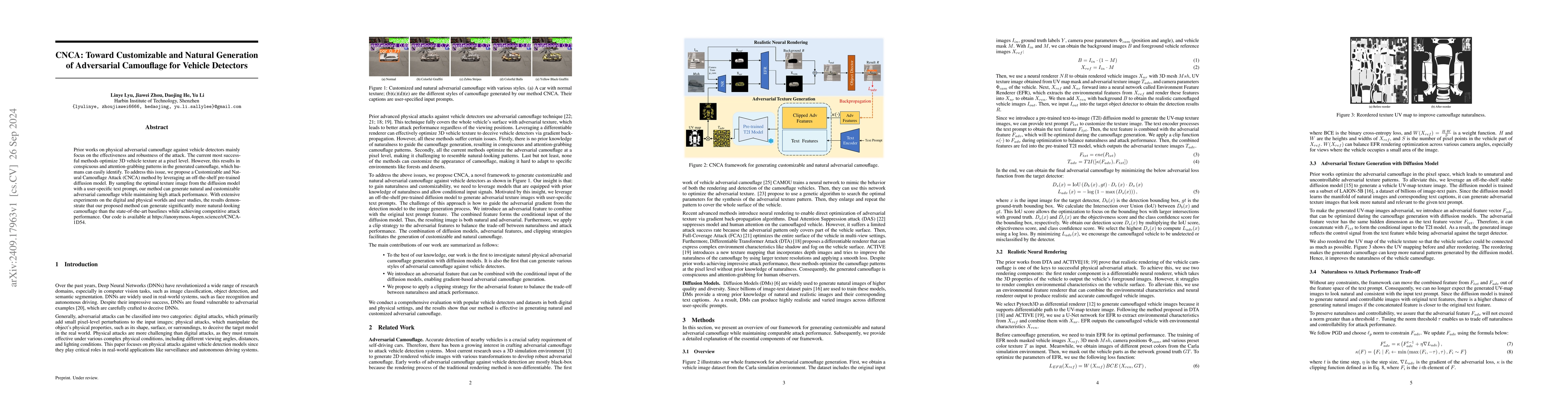 Thumbnail for CNCA: Toward Customizable and Natural Generation of Adversarial
  Camouflage for Vehicle Detectors