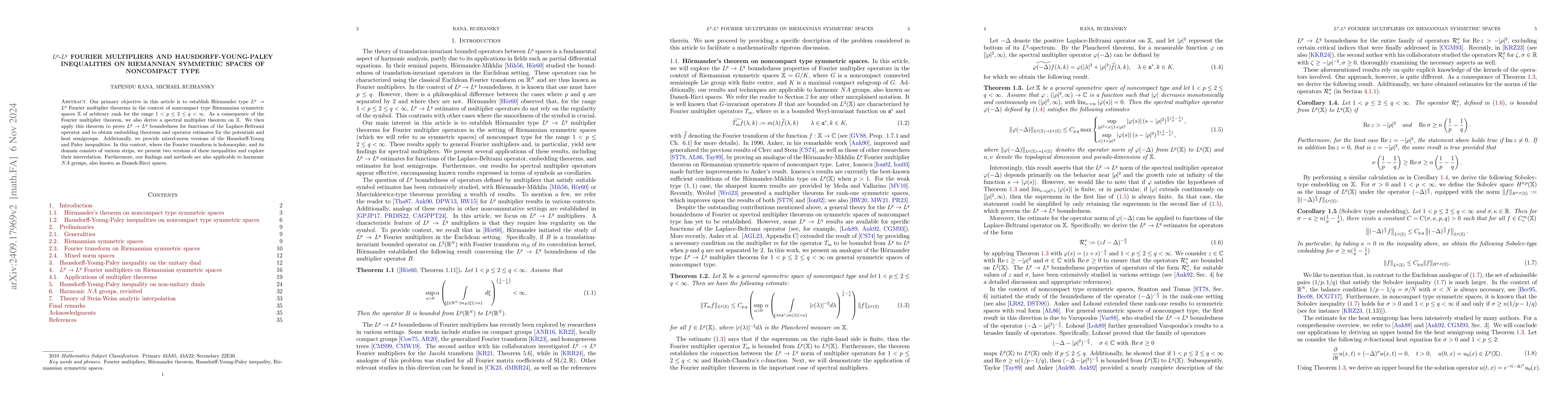 Thumbnail for $L^p$-$L^q$ Fourier multipliers and Hausdorff-Young-Paley inequalities
  on Riemannian symmetric spaces of noncompact type