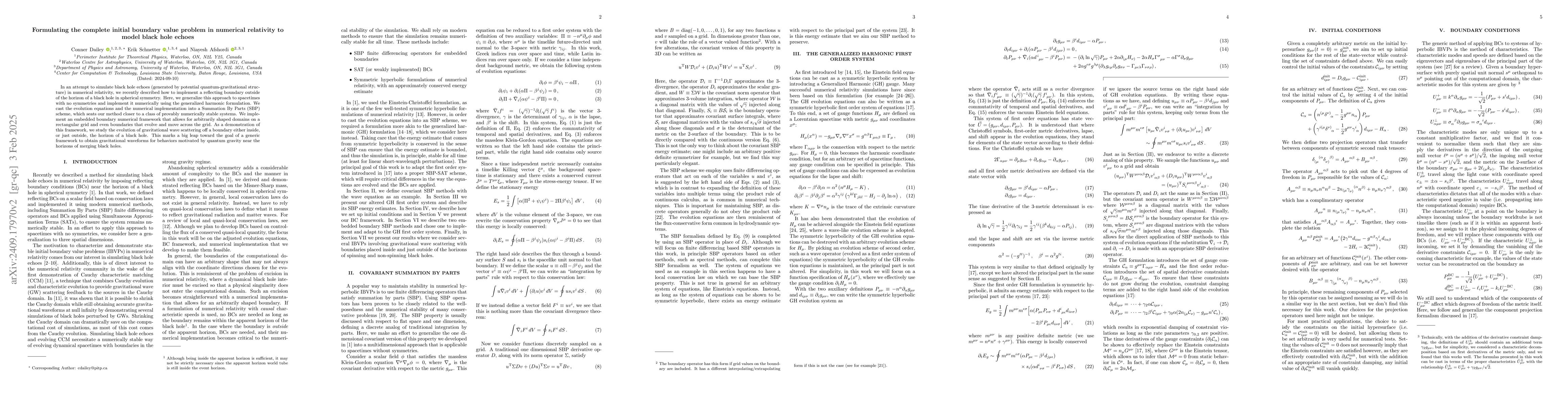 Thumbnail for Formulating the complete initial boundary value problem in numerical
  relativity to model black hole echoes