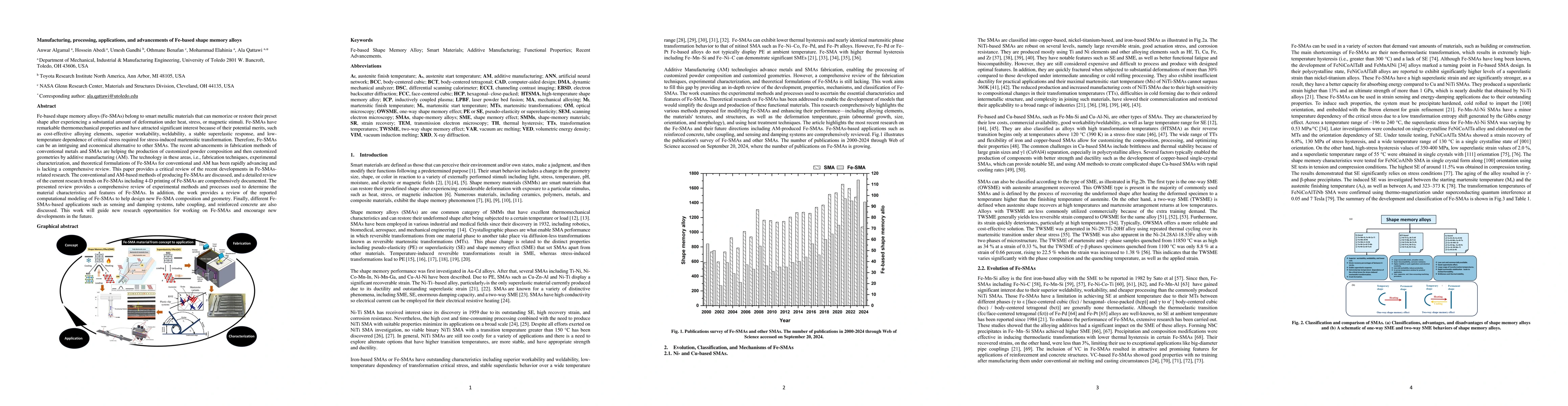 Thumbnail for Manufacturing, processing, applications, and advancements of Fe-based
  shape memory alloys