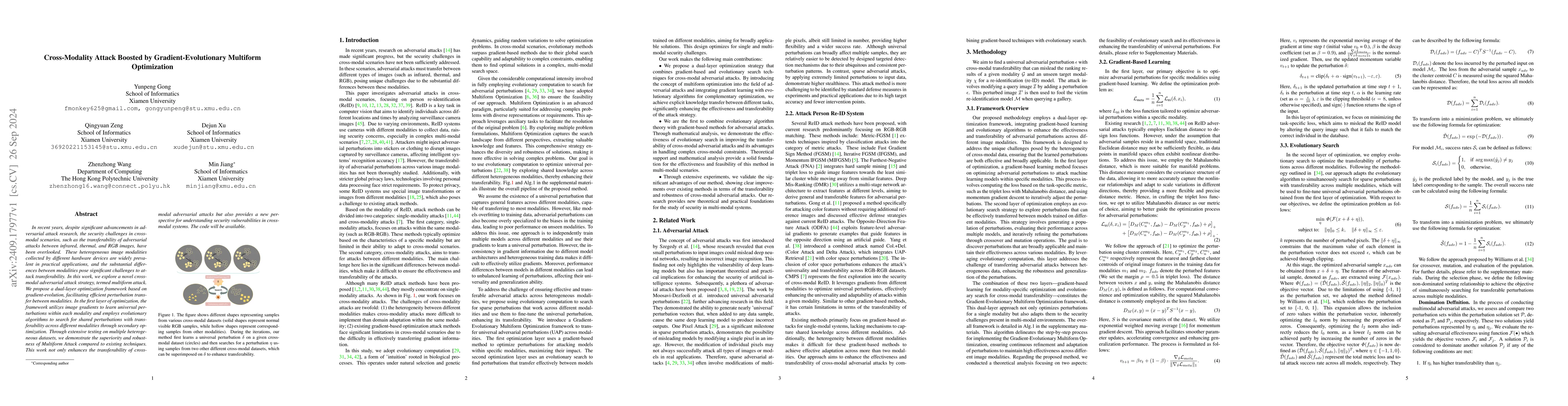 Thumbnail for Cross-Modality Attack Boosted by Gradient-Evolutionary Multiform
  Optimization