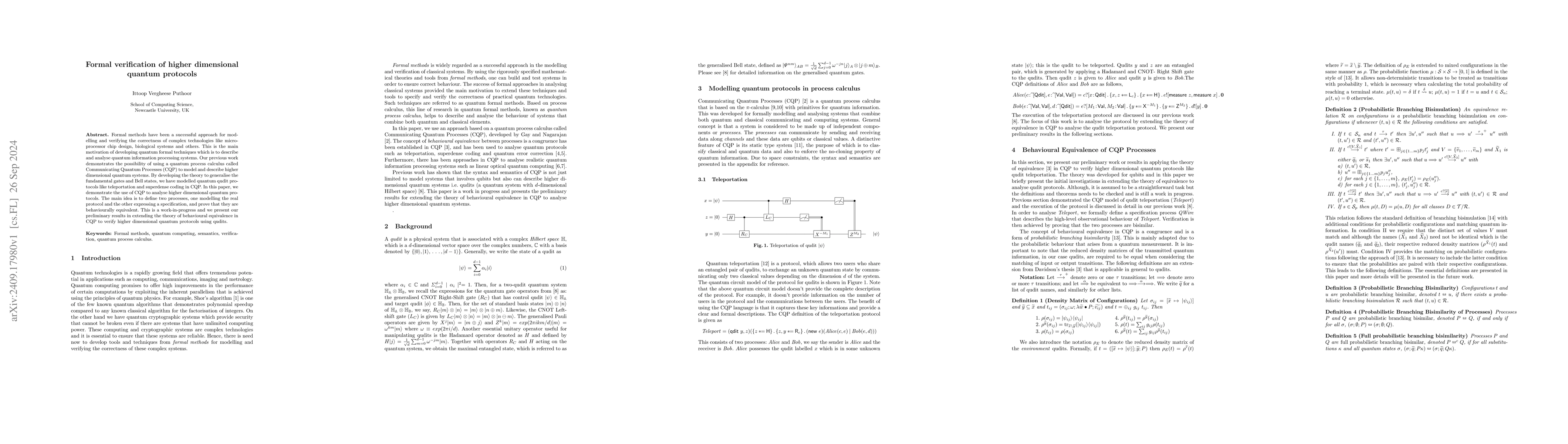 Thumbnail for Formal verification of higher dimensional quantum protocols