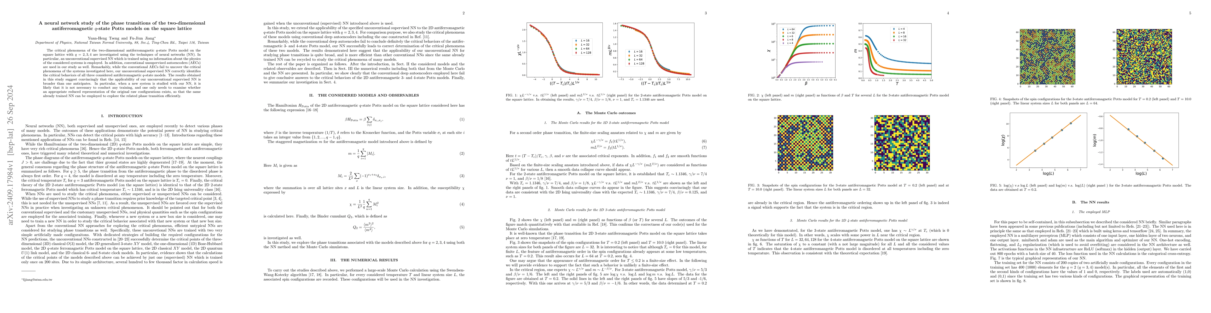 Thumbnail for A neural network study of the phase transitions of the two-dimensional
  antiferromagnetic $q$-state Potts models on the square lattice