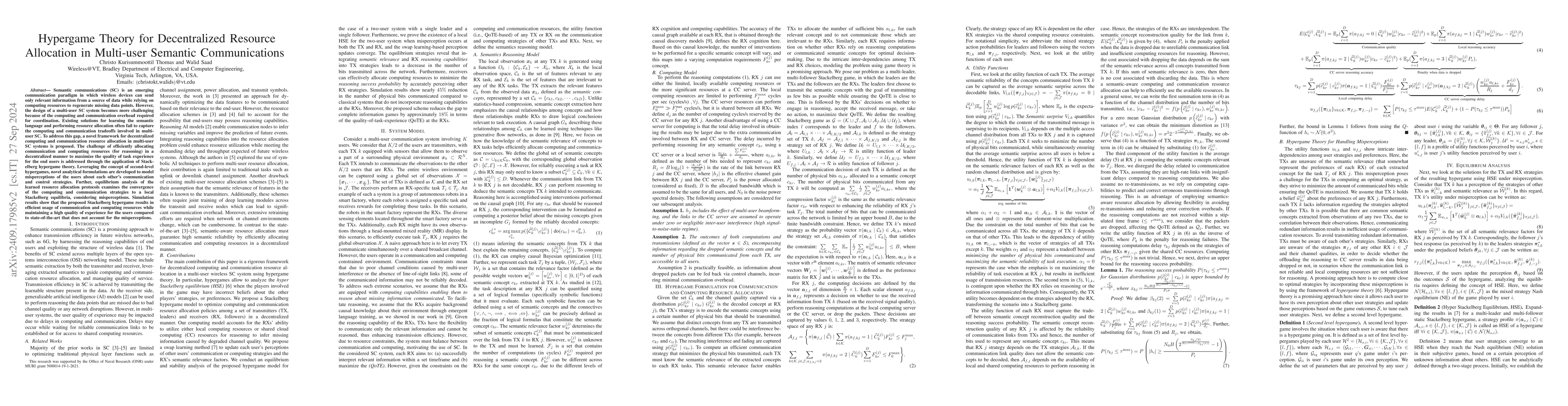 Thumbnail for Hypergame Theory for Decentralized Resource Allocation in Multi-user
  Semantic Communications