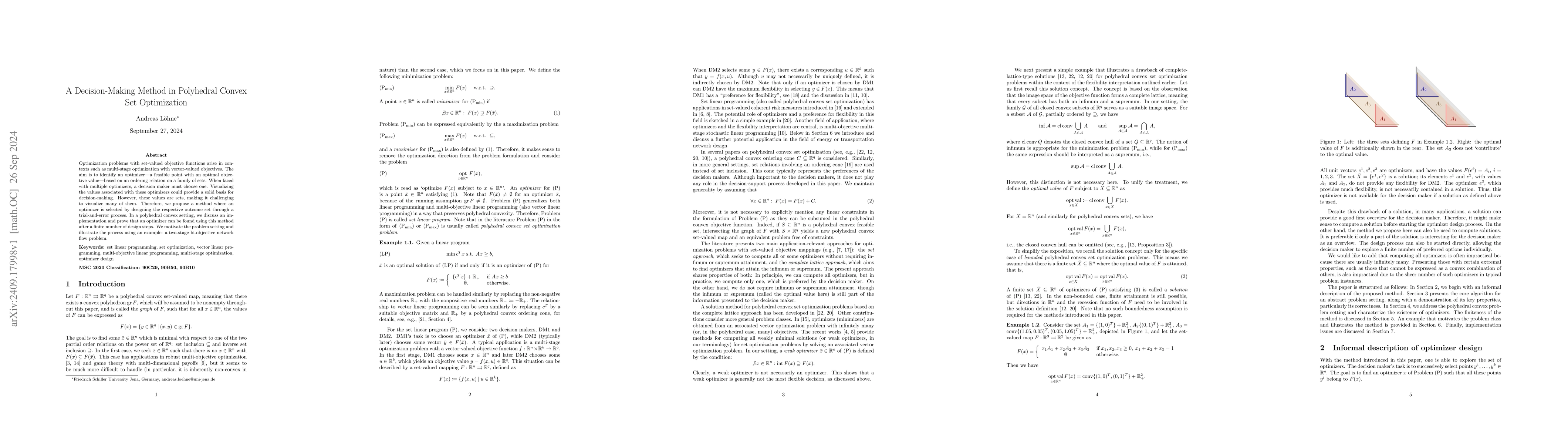 Thumbnail for A Decision-Making Method in Polyhedral Convex Set Optimization