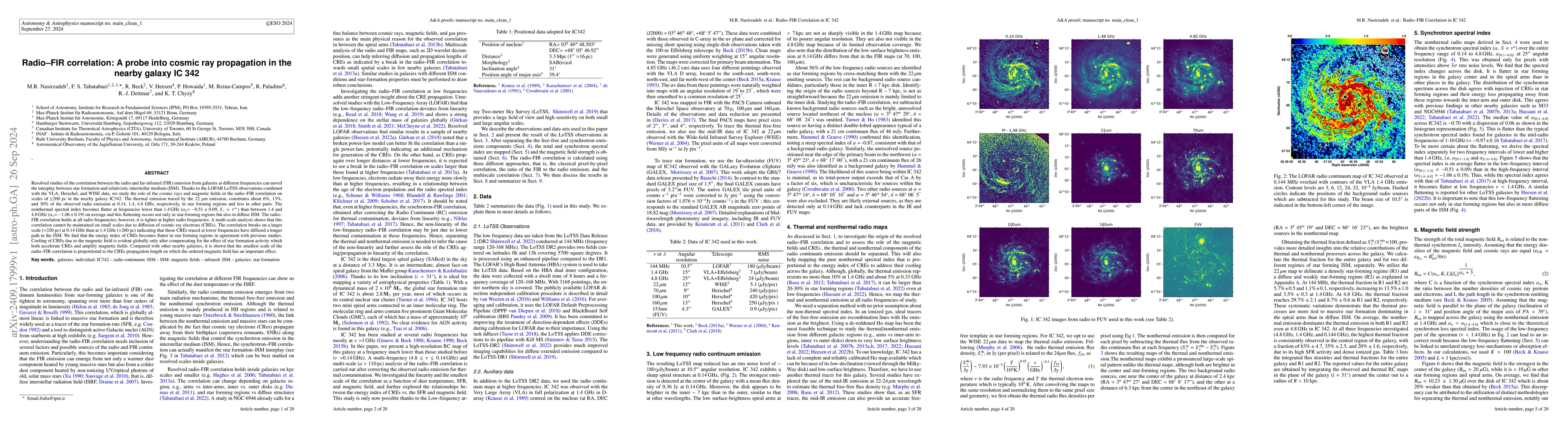 Thumbnail for Radio-FIR correlation- A probe into cosmic ray propagation in the nearby
  galaxy IC 342