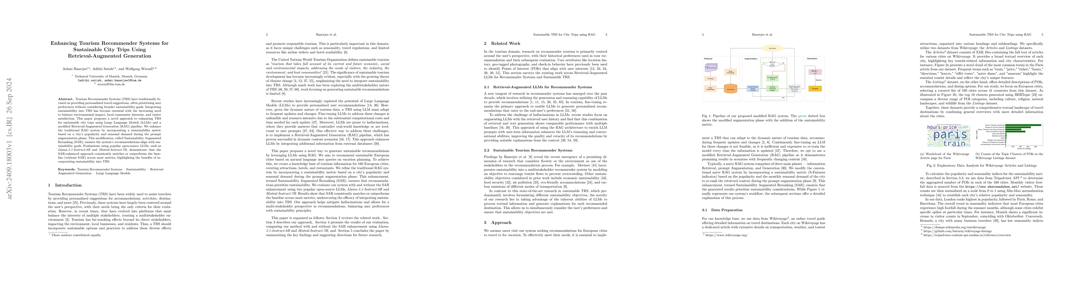Thumbnail for Enhancing Tourism Recommender Systems for Sustainable City Trips Using
  Retrieval-Augmented Generation