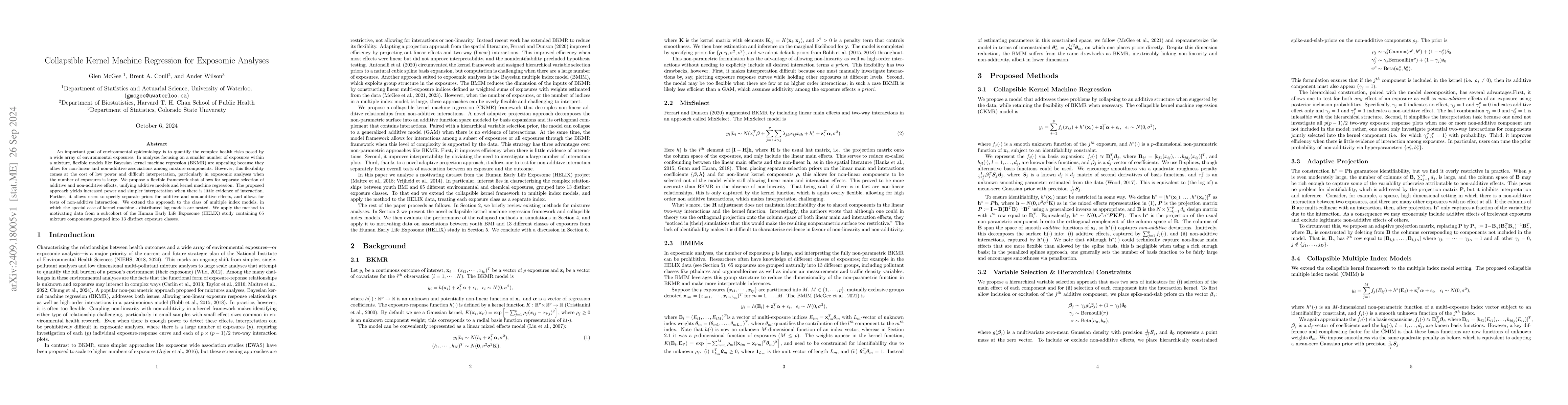 Thumbnail for Collapsible Kernel Machine Regression for Exposomic Analyses