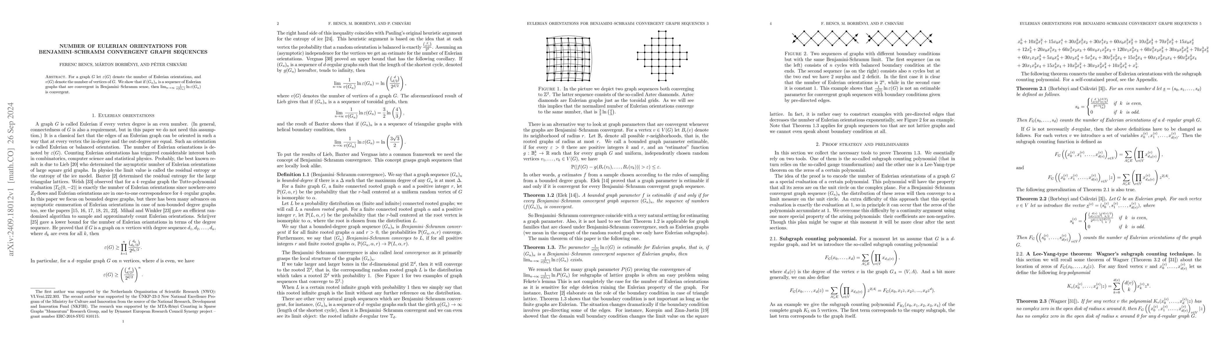 Thumbnail for Number of Eulerian orientations for Benjamini--Schramm convergent graph
  sequences
