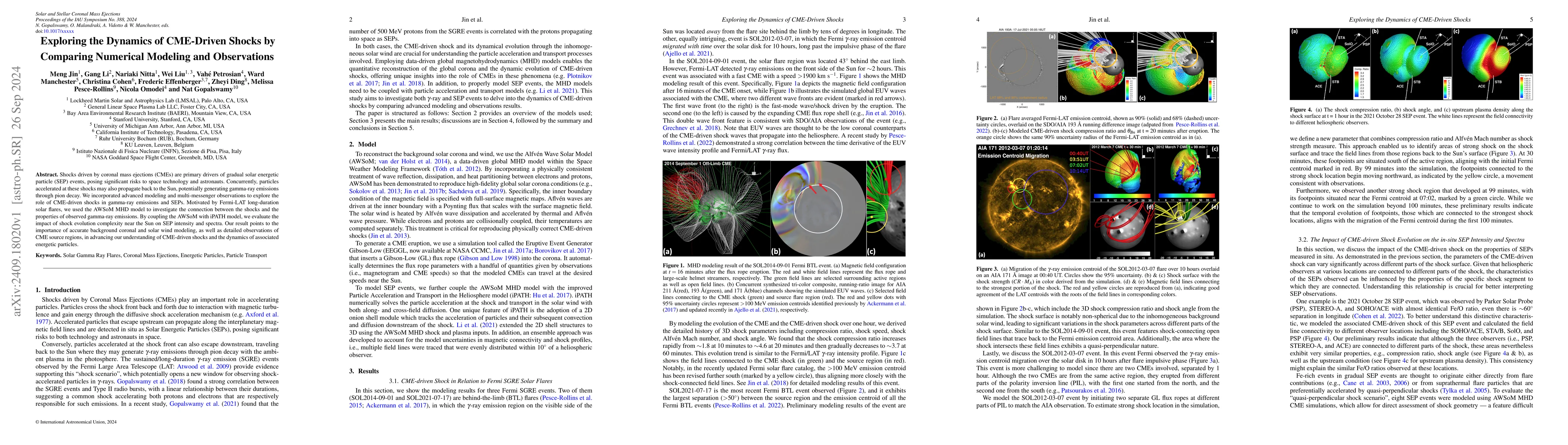 Thumbnail for Exploring the Dynamics of CME-Driven Shocks by Comparing Numerical
  Modeling and Observations