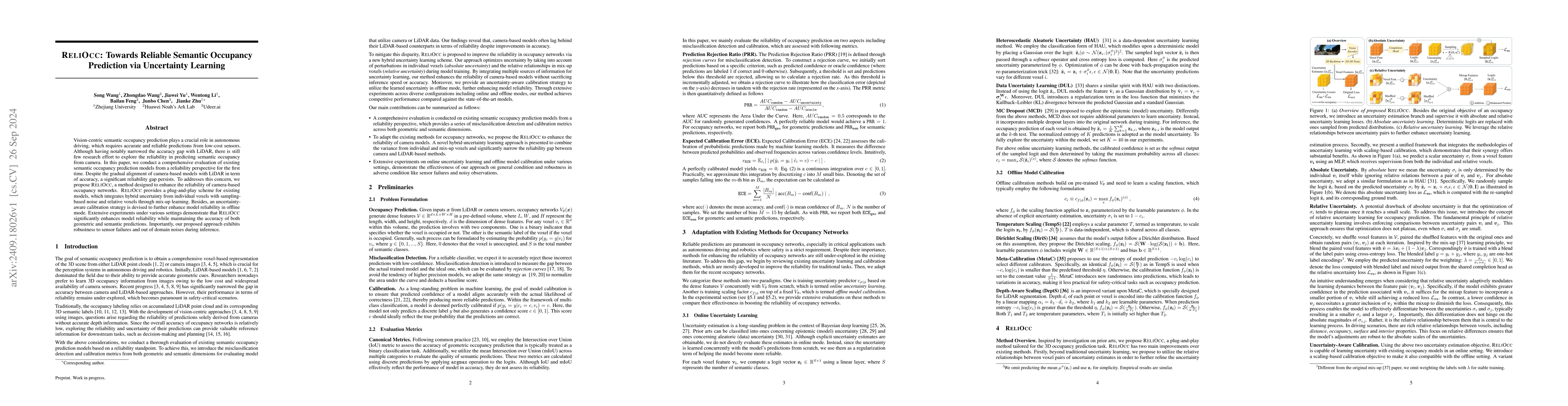 Thumbnail for ReliOcc: Towards Reliable Semantic Occupancy Prediction via Uncertainty
  Learning