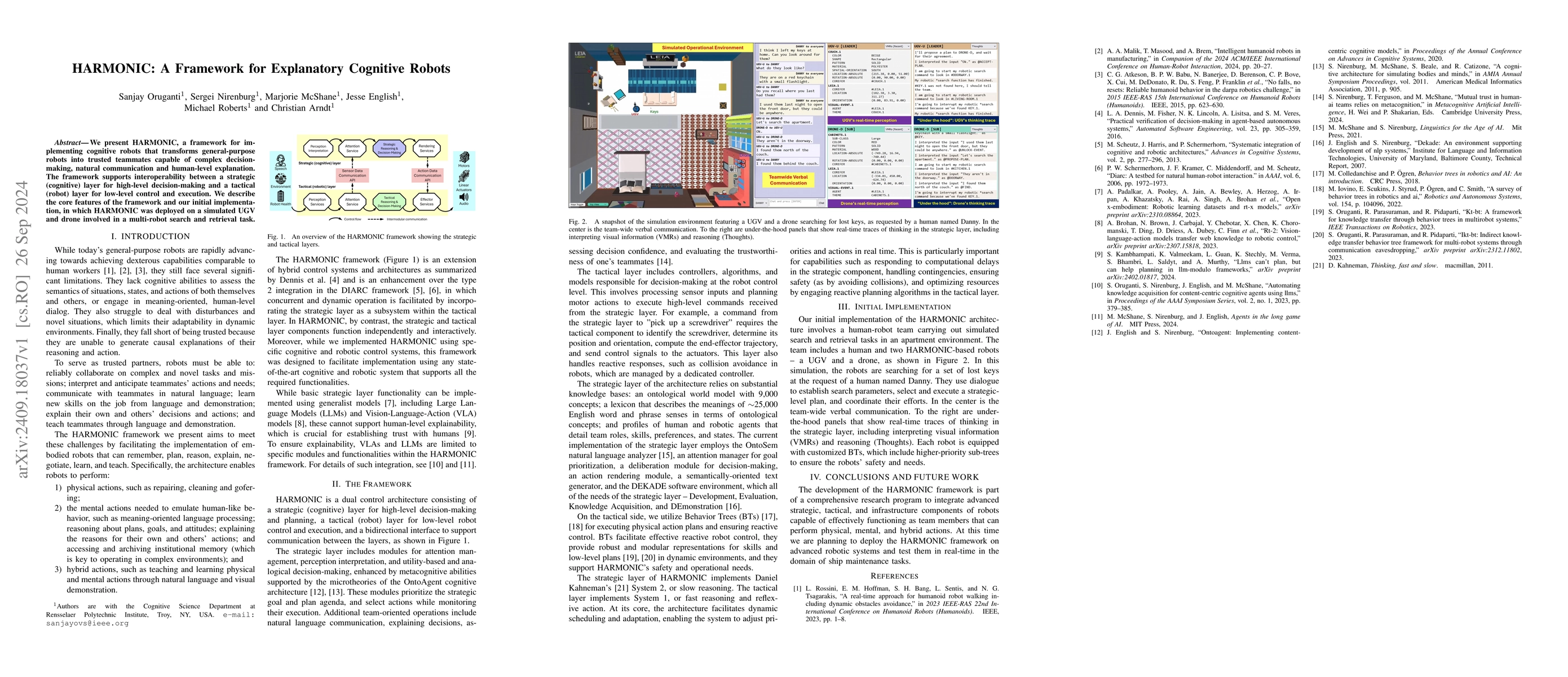 Thumbnail for HARMONIC: A Framework for Explanatory Cognitive Robots