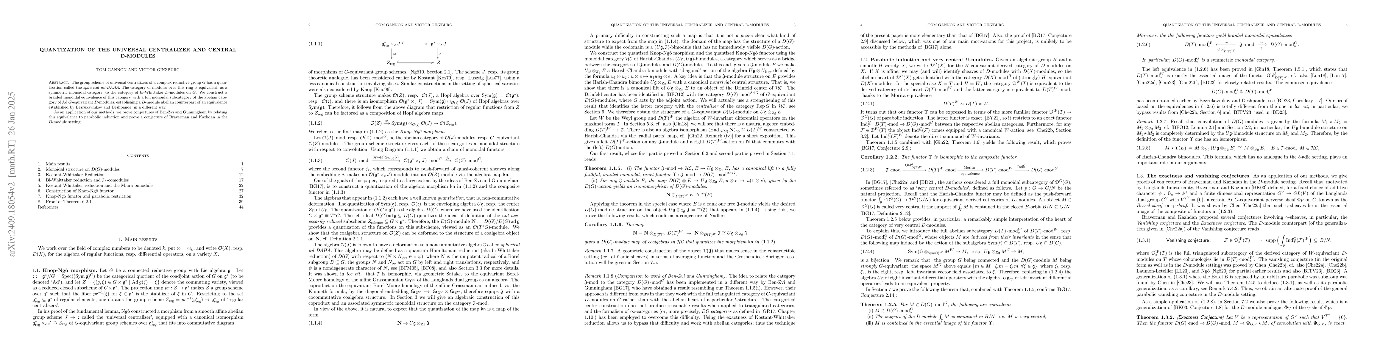 Thumbnail for Quantization of the universal centralizer and central D-modules