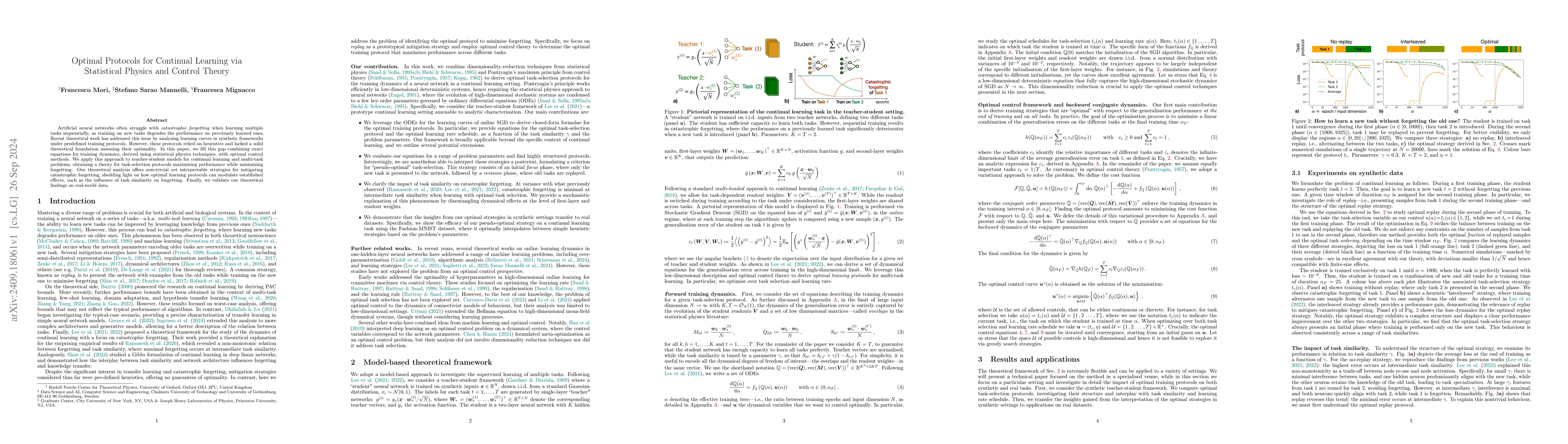 Thumbnail for Optimal Protocols for Continual Learning via Statistical Physics and
  Control Theory