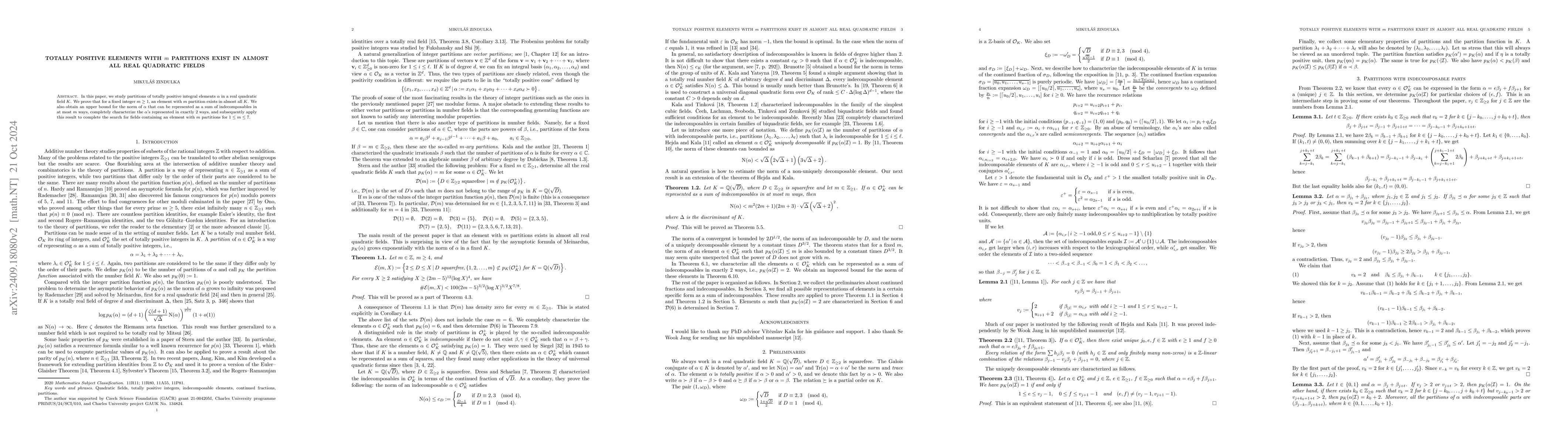 Thumbnail for Totally positive elements with $m$ partitions exist in almost all real
  quadratic fields