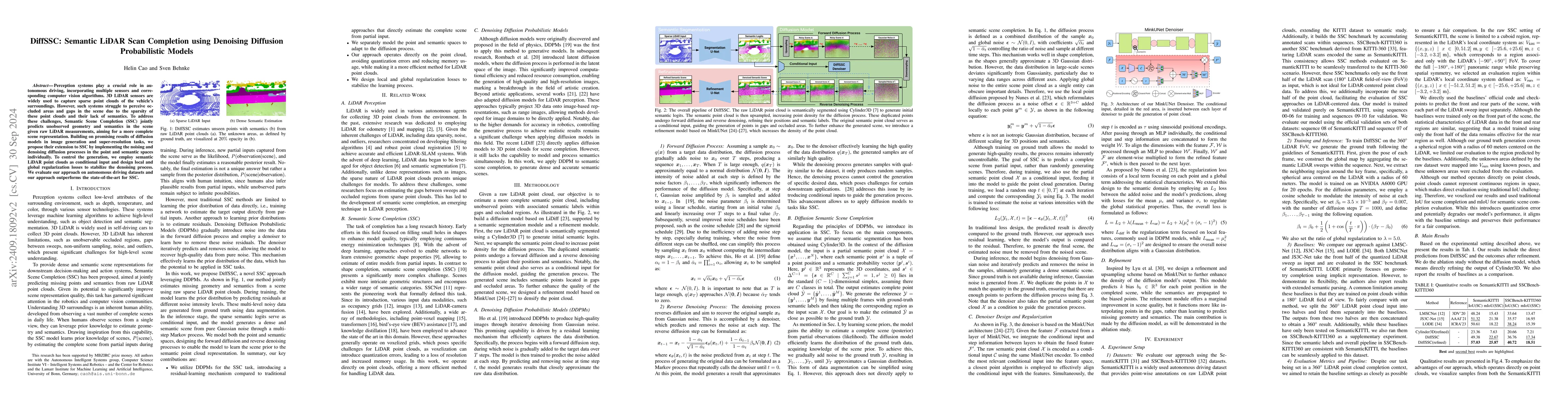 Thumbnail for DiffSSC: Semantic LiDAR Scan Completion using Denoising Diffusion
  Probabilistic Models